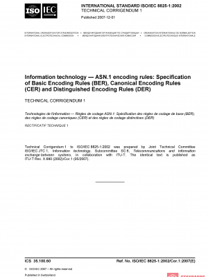 ISO/IEC 8825-1:2002/Cor 1:2007 PDF