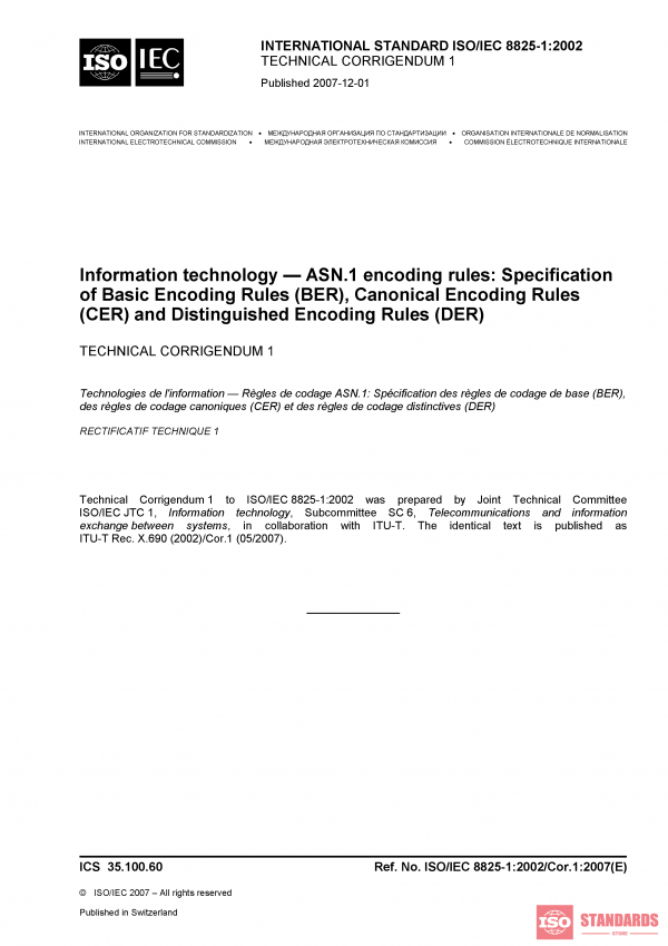 ISO/IEC 8825-1:2002/Cor 1:2007 PDF