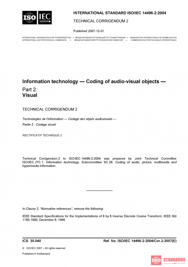 ISO/IEC 14496-2:2004/COR2:2007 PDF