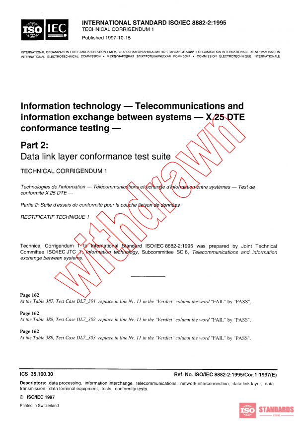 ISO/IEC 8882-2:1995/COR1:1997 PDF