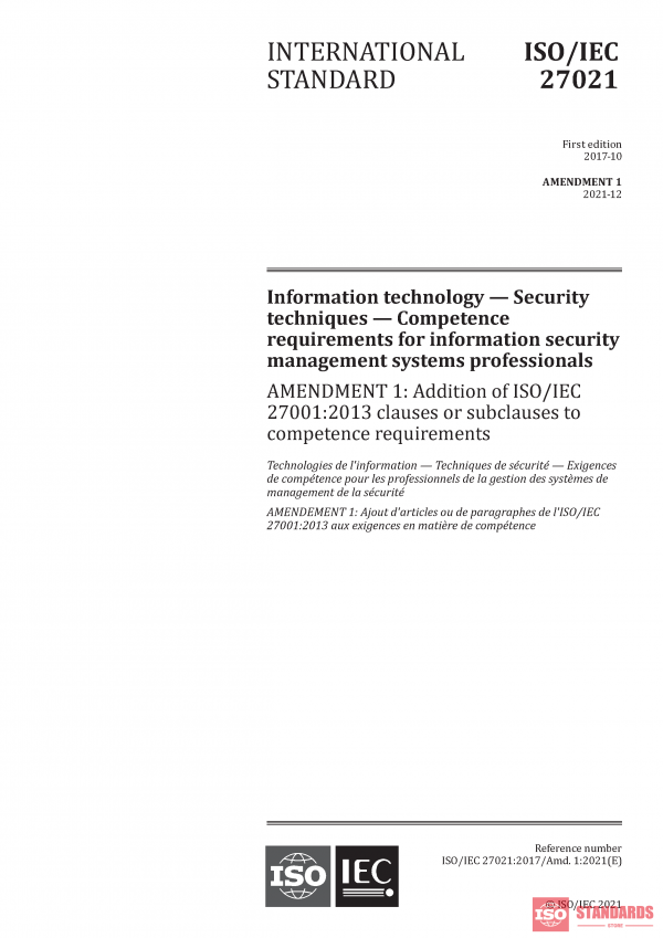 ISO/IEC 27021:2017/Amd 1:2021 PDF