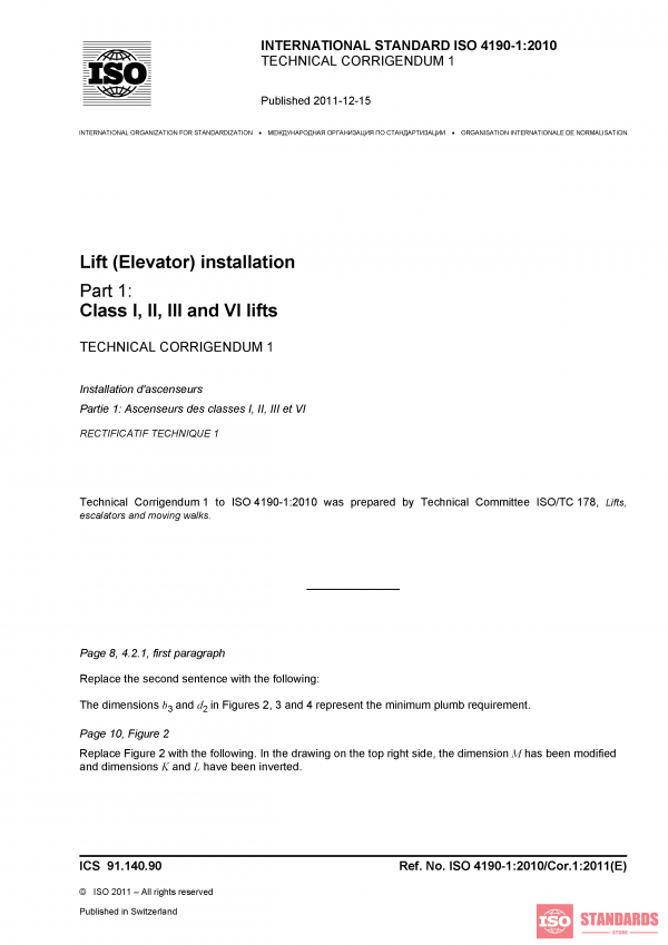 ISO 4190-1:2010/Cor 1:2011 PDF