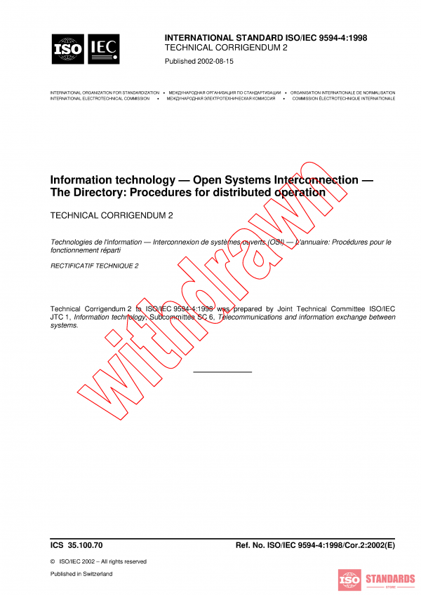 ISO/IEC 9594-4:1998/COR2:2002 PDF
