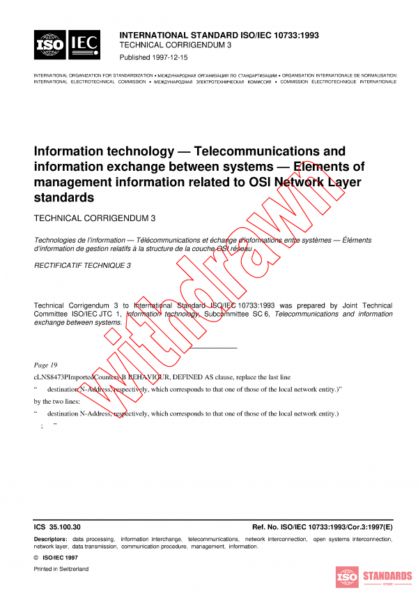 ISO/IEC 10733:1993/COR3:1997 PDF