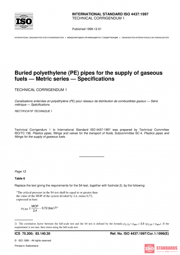 ISO 4437:1997/Cor 1:1999 PDF