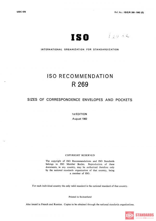 ISO/R 269:1962 PDF