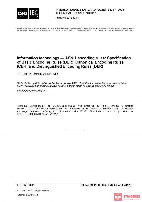 ISO/IEC 8825-1:2008/COR1:2012 PDF