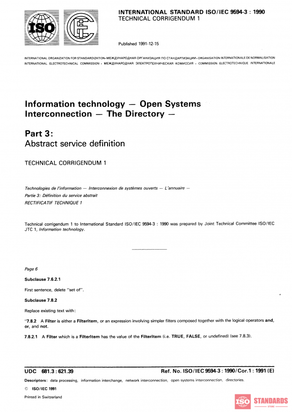 ISO/IEC 9594-3:1990/Cor 1:1991 PDF