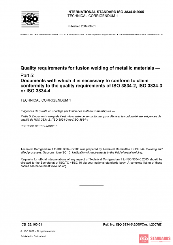 ISO 3834-5:2005/Cor 1:2007 PDF