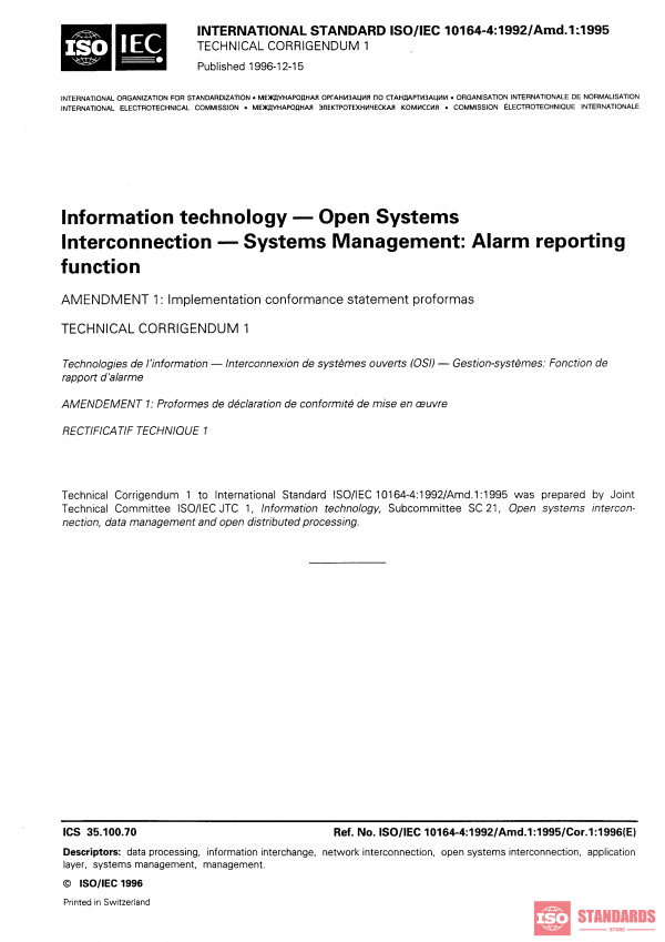 ISO/IEC 10164-4:1992/AMD1:1995/COR1:1996 PDF