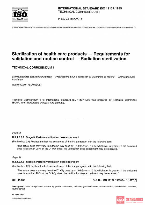 ISO 11137:1995/Cor 1:1997 PDF