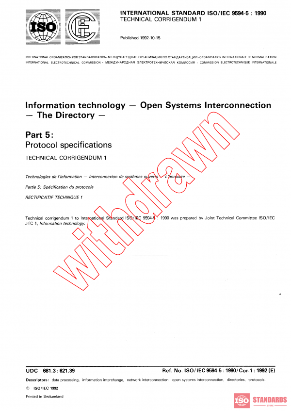 ISO/IEC 9594-5:1990/COR1:1992 PDF