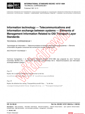 ISO/IEC 10737:1994/COR1:1997 PDF