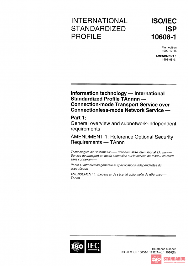 ISO/IEC ISP 10608-1:1992/Amd 1:1998 PDF