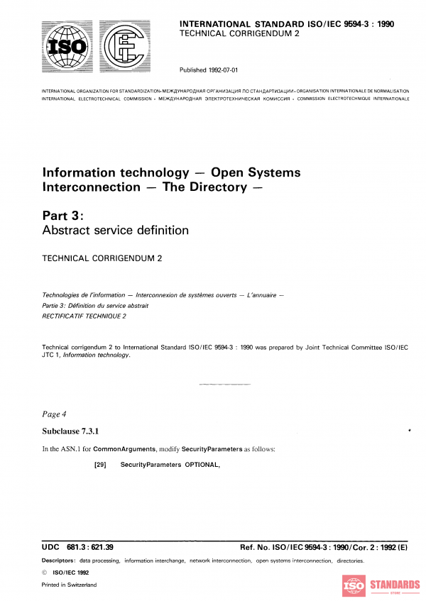 ISO/IEC 9594-3:1990/Cor 2:1992 PDF