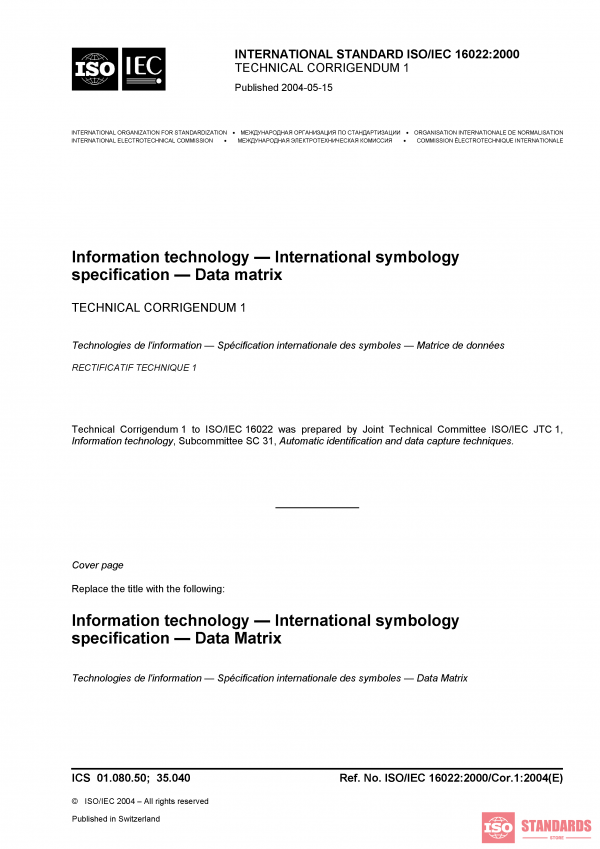 ISO/IEC 16022:2000/Cor 1:2004 PDF