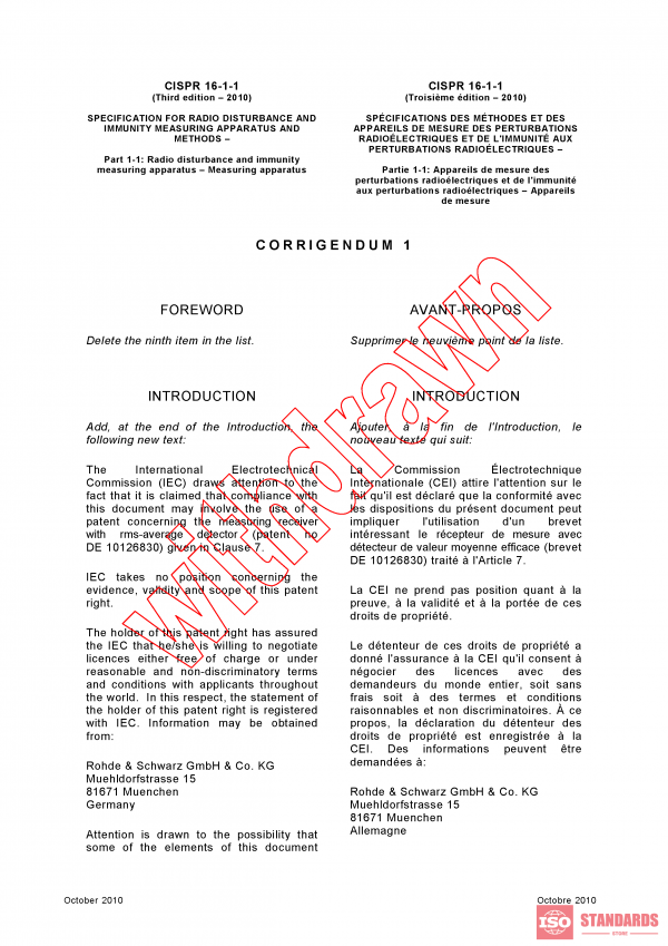 CISPR 16-1-1:2010/COR1:2010 PDF