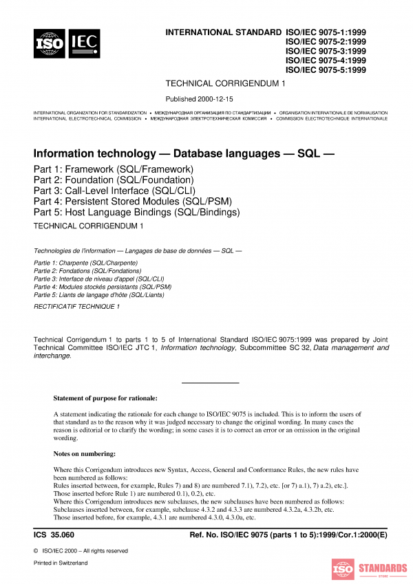 ISO/IEC 9075-3:1999/Cor 1:2000 PDF