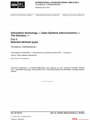 ISO/IEC 9594-6:2014/COR1:2015 PDF