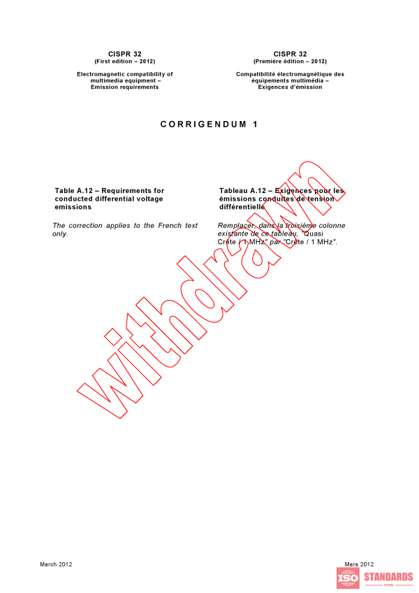 CISPR 32:2012/COR1:2012 PDF