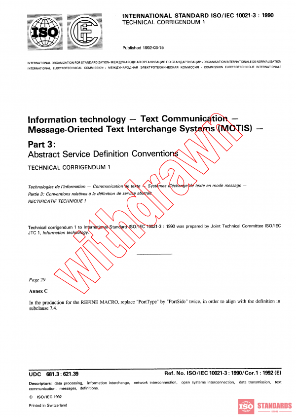 ISO/IEC 10021-3:1990/COR1:1992 PDF