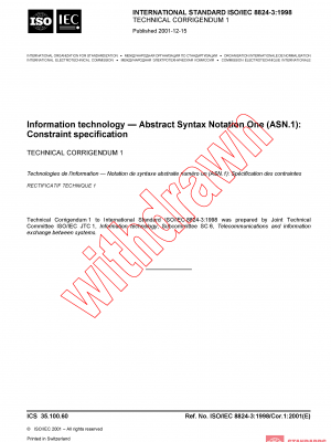 ISO/IEC 8824-3:1998/COR1:2001 PDF