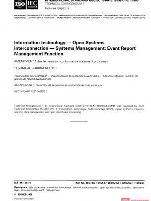 ISO/IEC 10164-5:1993/Amd 1:1995/Cor 1:1996 PDF
