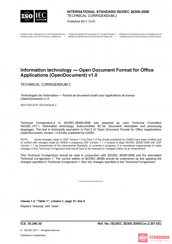 ISO/IEC 26300:2006/COR2:2011 PDF