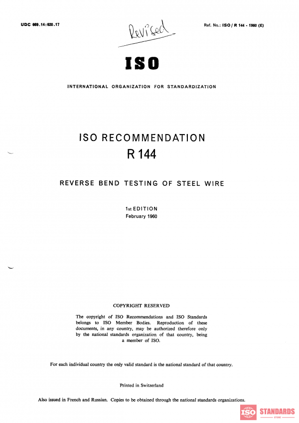 ISO/R 144:1960 PDF