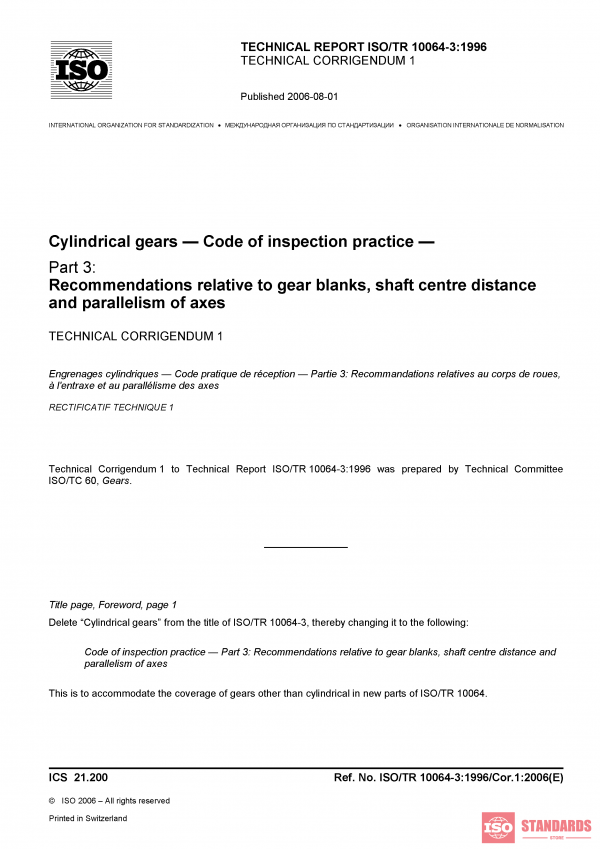 ISO/TR 10064-3:1996/Cor 1:2006 PDF