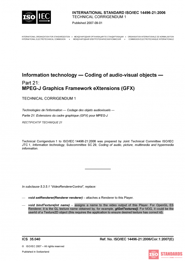 ISO/IEC 14496-21:2006/Cor 1:2007 PDF