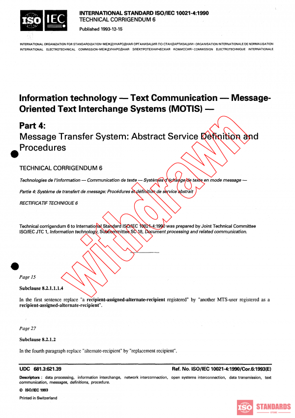 ISO/IEC 10021-4:1990/COR6:1993 PDF