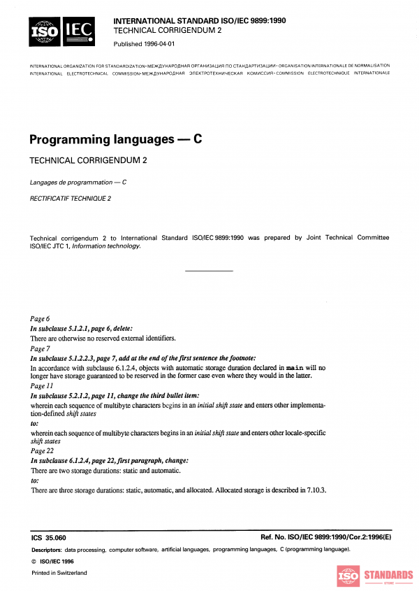 ISO/IEC 9899:1990/COR2:1996 PDF