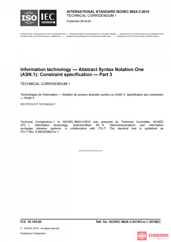 ISO/IEC 8824-3:2015/Cor 1:2018 PDF