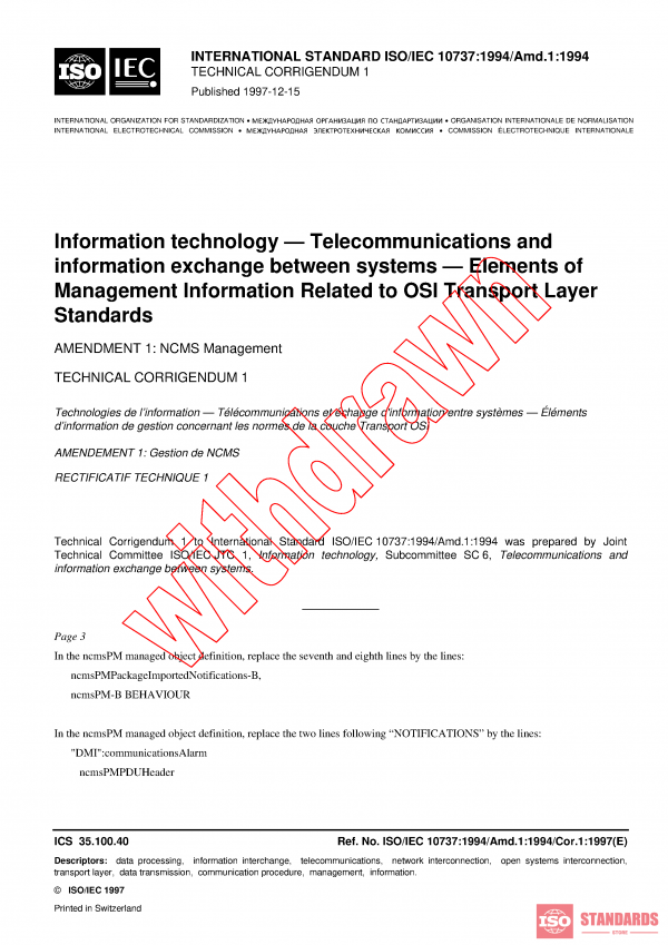 ISO/IEC 10737:1994/AMD1:1994/COR1:1997 PDF