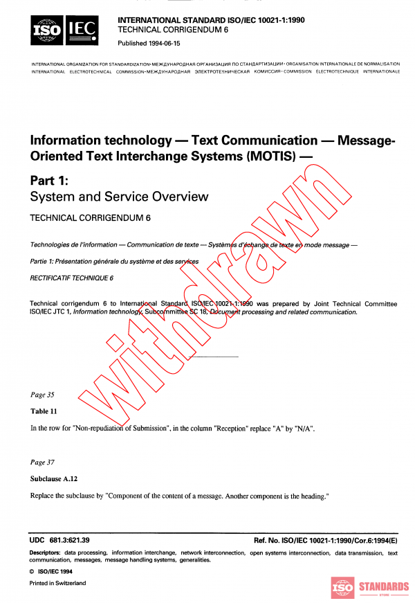 ISO/IEC 10021-1:1990/COR6:1994 PDF