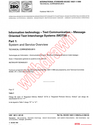 ISO/IEC 10021-1:1990/COR5:1992 PDF