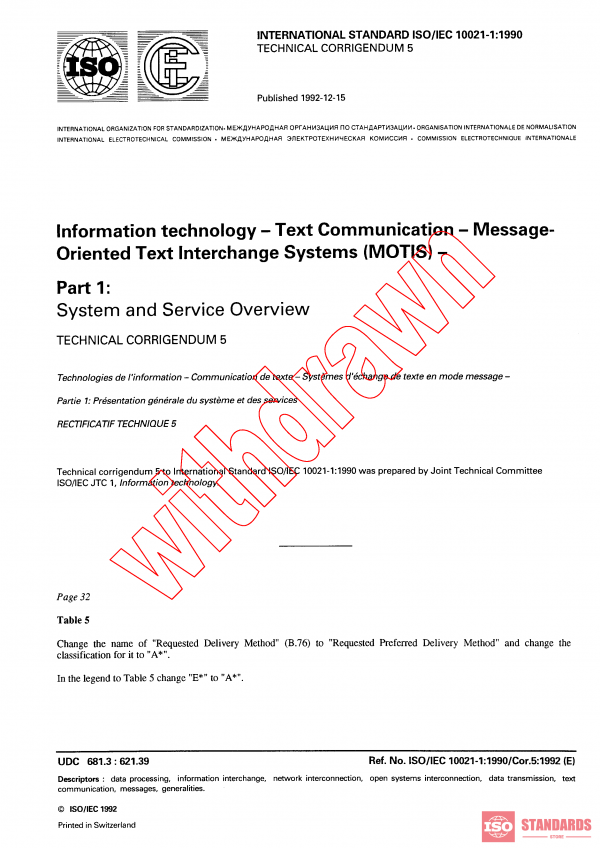 ISO/IEC 10021-1:1990/COR5:1992 PDF
