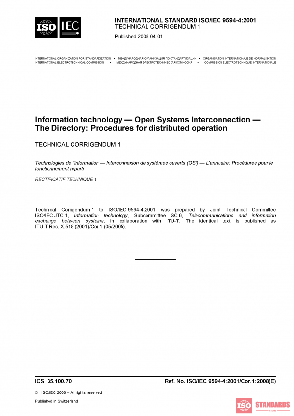 ISO/IEC 9594-4:2001/COR1:2008 PDF