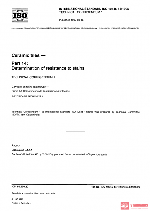ISO 10545-14:1995/Cor 1:1997 PDF
