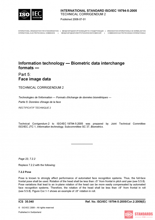 ISO/IEC 19794-5:2005/Cor 2:2008 PDF