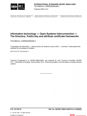 ISO/IEC 9594-8:2001/Cor 2:2002 PDF