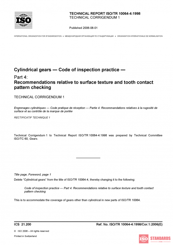 ISO/TR 10064-4:1998/Cor 1:2006 PDF
