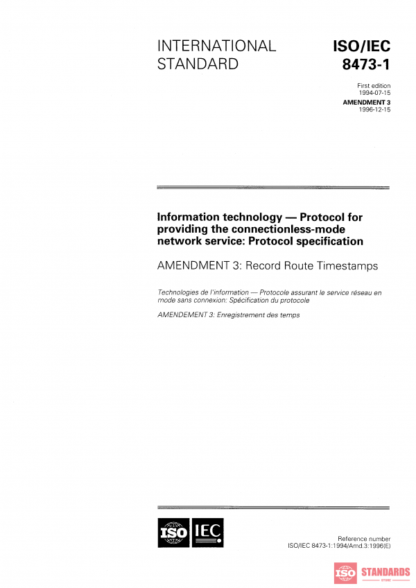 ISO/IEC 8473-1:1994/Amd 3:1996 PDF