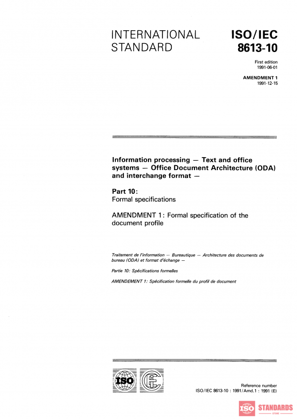 ISO/IEC 8613-10:1991/Amd 1:1991 PDF