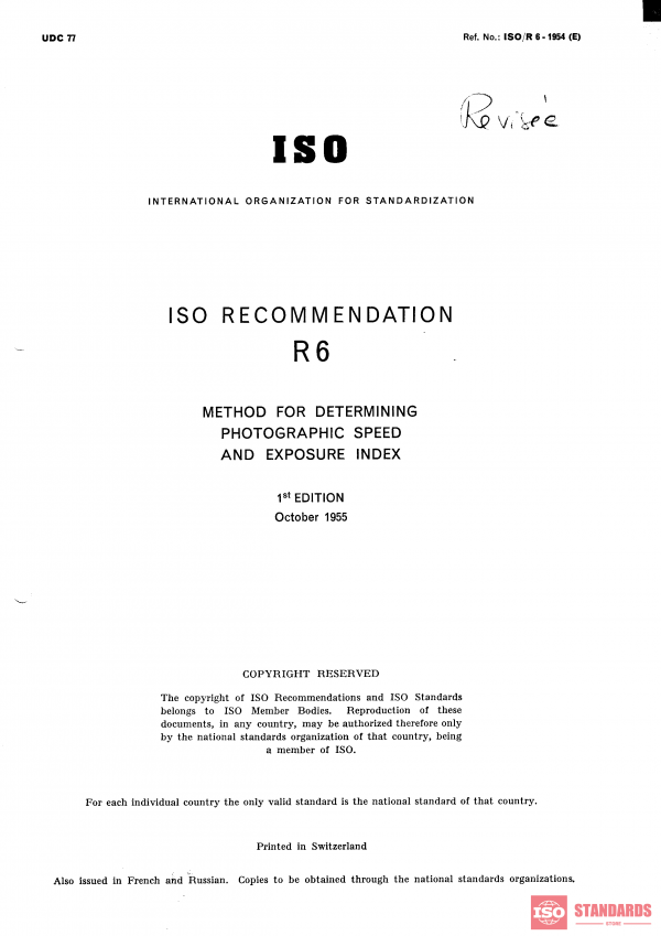 ISO/R 6:1954 PDF