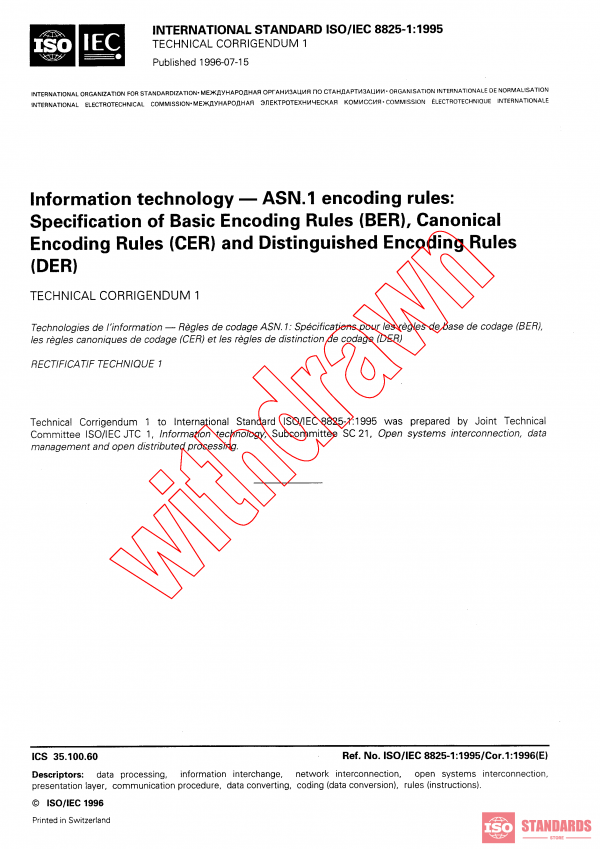 ISO/IEC 8825-1:1995/COR1:1996 PDF