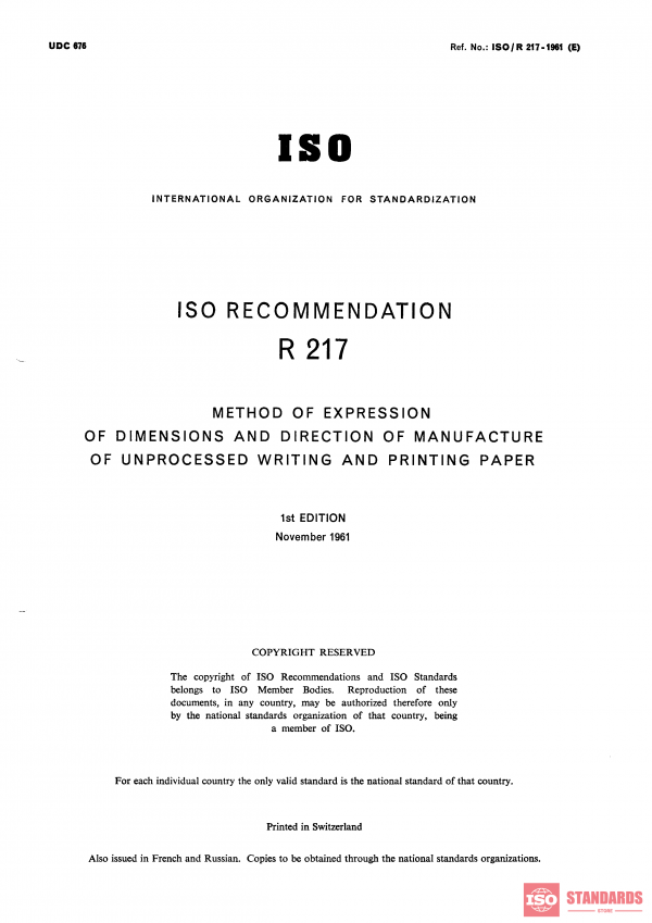 ISO/R 217:1961 PDF