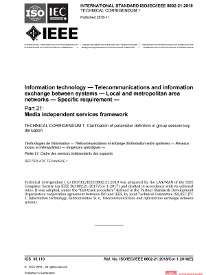 ISO/IEC/IEEE 8802-21:2018/COR1:2018 PDF