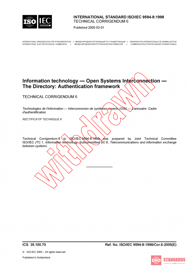 ISO/IEC 9594-8:1998/COR6:2005 PDF